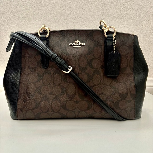 Coach Handbags - Coach Mini Signature Christie Carryall Brown-Black
